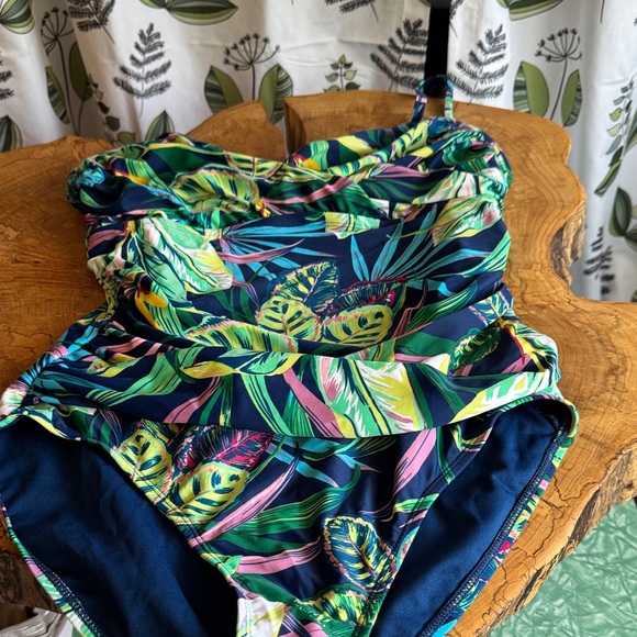 Bleu Rod Beattie Leaf Print One Piece Swimsuit - Picture 1 of 12